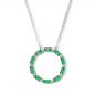 Preview: Collier Kreis mit 10 Zirkonia smaragdgrün in Baguetteschliff Silber 925/000 rhodiniert