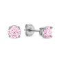 Preview: Ohrstecker mit Zirkonia pink Ø 4mm Silber 925/000 rhodiniert