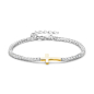 Preview: Tennisarmband mit 54 Zirkonia und Kreuz Silber 925/000 rhodiniert + teilvergoldet
