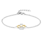 Preview: Armband Klee 16+3cm Silber 925/000 rhodiniert Bicolor