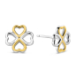Preview: Ohrstecker Klee Silber 925/000 rhodiniert Bicolor