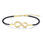 Preview: Textilarmband schwarz mit Infinity-Element & Zirkonia Silber 925/000 vergoldet
