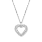 Preview: Collier 925 Silber mit Herz-Anhänger und Zirkonia, rhodiniert oder vergoldet