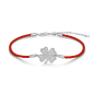 Preview: Textilarmband rot 19/17/16cm mit Kleeblatt 36 Zirkonia Silber 925/000 rhodiniert