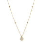 Preview: Collier 45/42cm mit 4 Kugeln und Anhänger 7 Zirkonia Gold 333/000