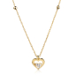 Preview: Collier 45/42cm mit 2 Kugeln und Anhänger Herz Zirkonia Gold 333/000