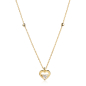 Preview: Collier 45/42cm mit 2 Kugeln und Anhänger Herz Zirkonia Gold 333/000
