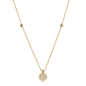 Preview: Collier 45/42cm mit 2 Kugeln und Anhänger Circle 19 Zirkonia Gold 333/000