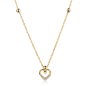 Preview: Collier 45/42cm mit 2 Kugeln und Anhänger Herz 5 Zirkonia Gold 333/000