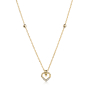 Preview: Collier 45/42cm mit 2 Kugeln und Anhänger Herz 5 Zirkonia Gold 333/000