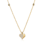 Preview: Collier 45/42cm mit 2 Kugeln und Anhänger Herz 15 Zirkonia Gold 333/000