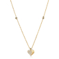 Preview: Collier 45/42cm mit 2 Kugeln und Anhänger Herz 15 Zirkonia Gold 333/000