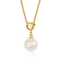 Preview: Collier mit Süßwasser-Zuchtperle 7,5-8mm Silber 925/000 vergoldet