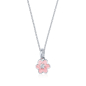 Preview: Anhänger Blume mit Zirkonia/Lack pink Silber 925/000 rhodiniert