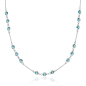 Preview: Collier mit 15 Zirkonia blau Silber 925/000 rhodiniert