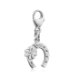 Preview: Charm Hufeisen mit Kleeblatt Silber 925/000 rhodiniert