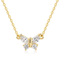 Preview: Collier Schmetterling 42/45cm mit 4 Zirkonia Silber 925/000 vergoldet