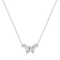 Preview: Collier Schmetterling 42/45cm mit 4 Zirkonia Silber 925/000 rhodiniert