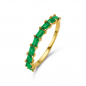Preview: Damenring 9 Zirkonia Smaragdgrün mit Baguetteschliff Silber 925/000 vergoldet