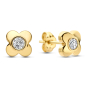 Preview: Ohrstecker Kleeblatt 5,5mm mit Zirkonia Gold 585/000
