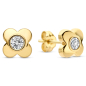 Preview: Ohrstecker Kleeblatt 6,3mm mit Zirkonia Gold 585/000