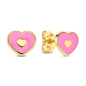 Preview: Ohrstecker Herz Lack rosa 6,5mm Gold 585/000