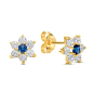 Preview: Ohrstecker Blume Steinbesatz weiß/blau Gold 585/000