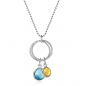 Preview: Collier mit Quarz Cabochon in Swiss Blue und gelb Silber 925/000