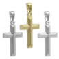 Preview: Anhänger Kreuz seidenmatt/diamantiert 18mm Silber 925/000
