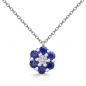 Preview: Set Collier & Ohrstecker Blume mit 21 Zirkonia blau/weiß Silber 925/000 rhodiniert