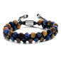 Preview: Frank 1967 Armband 2-rhg. Tigerauge/Sodalith blau 6mm breit Edelstahl