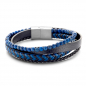 Preview: Frank 1967 Armband Echt Leder schwarz/blau 4-rhg. mit Lapis Edelstahl