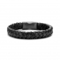 Preview: Frank 1967 Armband Echt Leder schwarz 12mm breit Edelstahl