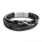 Preview: Frank 1967 Armband Echt Leder schwarz 4-rhg. mit Infinity Edelstahl