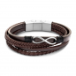 Preview: Frank 1967 Armband Echt Leder braun 4-rhg. mit Infinity Edelstahl