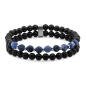 Preview: Frank 1967 Armband 2 rhg. schwarzer Achat / blauer Lapislazuli 8 breit Edelstahl