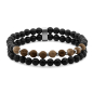 Preview: Frank 1967 Armband 2 rhg. schwarzer Achat / Tigerauge 8 breit Edelstahl