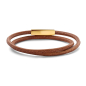 Preview: Frank 1967 Armband Echt Leder braun 2-rhg. Edelstahl IPG
