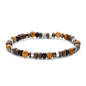 Preview: Frank 1967 Armband schwarzer Achat / Labradorit / gelber Bronzit /Hämatit 6mm breit Edelstahl