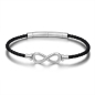 Preview: Frank 1967 Armband Infinity Echt Leder schwarz Edelstahl IPS