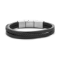 Preview: Frank 1967 Kinderarmband Echt Leder schwarz 10mm breit Edelstahl