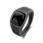 Preview: Frank1967 Ring mit schwarzen Stein 12mm breit Edelstahl