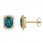 Preview: Lovebird Ohrstecker London Blue Topas & 48 Brillanten 0,18 ct. Gold 585/000