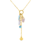 Preview: Lovebird Collier mit Muscheln, MOP und Kristallen Edelstahl IPG