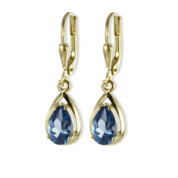 Ohrhänger synthetischer Aquamarin - Gold 333/000