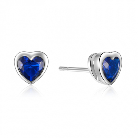 Ohrstecker Herz mit Zirkonia blau Silber 925/000
