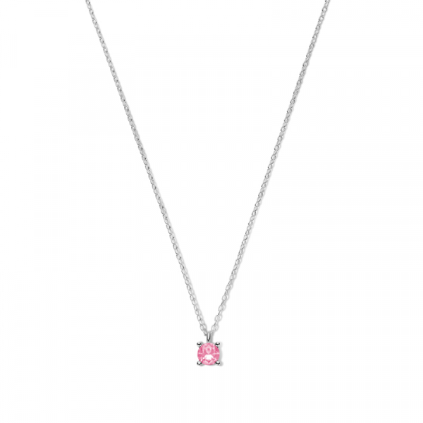 Collier mit Zirkonia Pink 40+5cm Silber 925/000 rhodiniert