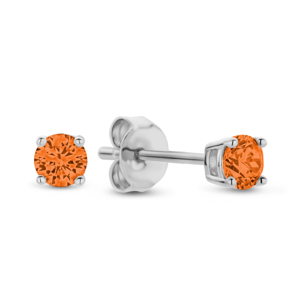 Ohrstecker mit Zirkonia orange Ø 3mm Silber 925/000 rhodiniert