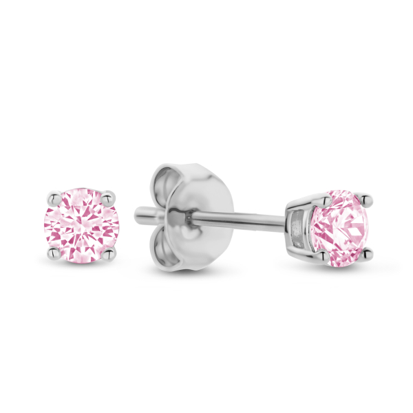 Ohrstecker mit Zirkonia pink Ø 3mm Silber 925/000 rhodiniert