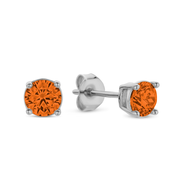 Ohrstecker mit Zirkonia orange Ø 4mm Silber 925/000 rhodiniert